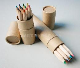 牛皮纸筒铅笔 彩色铅笔 原木色铅笔